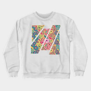 Colorful Mosaic Fantasy Zinnias Crewneck Sweatshirt